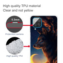 For Samsung Galaxy A12 Shockproof Painted Transparent TPU Protective Case(Sky Wolf)