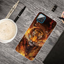 For Samsung Galaxy A12 Shockproof Painted Transparent TPU Protective Case(Flame Tiger)