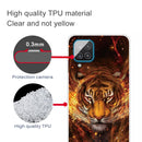 For Samsung Galaxy A12 Shockproof Painted Transparent TPU Protective Case(Flame Tiger)
