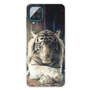 For Samsung Galaxy A12 Shockproof Painted Transparent TPU Protective Case(White Tiger)