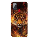 For Samsung Galaxy A21s Shockproof Painted Transparent TPU Protective Case(Flame Tiger)
