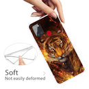 For Samsung Galaxy A21s Shockproof Painted Transparent TPU Protective Case(Flame Tiger)