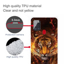 For Samsung Galaxy A21s Shockproof Painted Transparent TPU Protective Case(Flame Tiger)