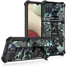 For Samsung Galaxy A12 Camouflage Armor Shockproof TPU + PC Magnetic Protective Case with Holder(Mint Green)