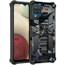 For Samsung Galaxy A12 Camouflage Armor Shockproof TPU + PC Magnetic Protective Case with Holder(Mint Green)