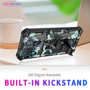 For Samsung Galaxy A12 Camouflage Armor Shockproof TPU + PC Magnetic Protective Case with Holder(Mint Green)