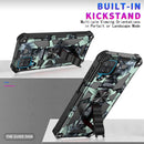 For Samsung Galaxy A12 Camouflage Armor Shockproof TPU + PC Magnetic Protective Case with Holder(Mint Green)