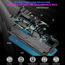 For Samsung Galaxy A12 Camouflage Armor Shockproof TPU + PC Magnetic Protective Case with Holder(Mint Green)