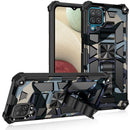 For Samsung Galaxy A12 Camouflage Armor Shockproof TPU + PC Magnetic Protective Case with Holder(Baby Blue)