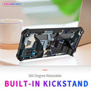 For Samsung Galaxy A12 Camouflage Armor Shockproof TPU + PC Magnetic Protective Case with Holder(Baby Blue)