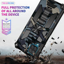 For Samsung Galaxy A12 Camouflage Armor Shockproof TPU + PC Magnetic Protective Case with Holder(Baby Blue)