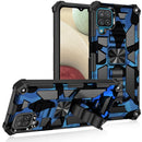 For Samsung Galaxy A12 Camouflage Armor Shockproof TPU + PC Magnetic Protective Case with Holder(Dark Blue)