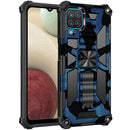 For Samsung Galaxy A12 Camouflage Armor Shockproof TPU + PC Magnetic Protective Case with Holder(Dark Blue)