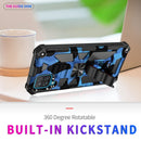For Samsung Galaxy A12 Camouflage Armor Shockproof TPU + PC Magnetic Protective Case with Holder(Dark Blue)