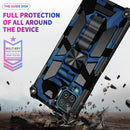 For Samsung Galaxy A12 Camouflage Armor Shockproof TPU + PC Magnetic Protective Case with Holder(Dark Blue)