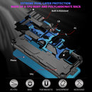 For Samsung Galaxy A12 Camouflage Armor Shockproof TPU + PC Magnetic Protective Case with Holder(Dark Blue)