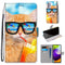 For Samsung Galaxy A52 5G / 4G Coloured Drawing Cross Texture Horizontal Flip PU Leather Case with Holder & Card Slots & Wallet & Lanyard(Cat Drinking Soda)