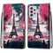 For Samsung Galaxy A52 5G / 4G Coloured Drawing Cross Texture Horizontal Flip PU Leather Case with Holder & Card Slots & Wallet & Lanyard(Pink Flower Tower Bridge)