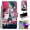 For Samsung Galaxy A52 5G / 4G Coloured Drawing Cross Texture Horizontal Flip PU Leather Case with Holder & Card Slots & Wallet & Lanyard(Pink Flower Tower Bridge)