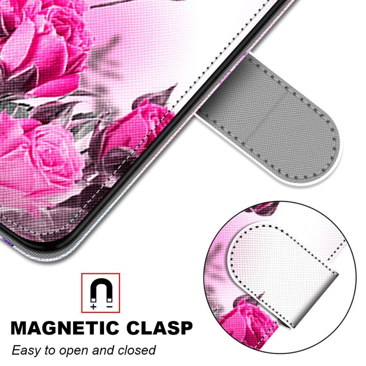 For Samsung Galaxy A52 5G / 4G Coloured Drawing Cross Texture Horizontal Flip PU Leather Case with Holder & Card Slots & Wallet & Lanyard(Wild Rose)