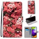 For Samsung Galaxy A52 5G / 4G Coloured Drawing Cross Texture Horizontal Flip PU Leather Case with Holder & Card Slots & Wallet & Lanyard(Pink Rose Garden)