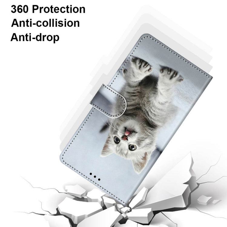 For Samsung Galaxy A52 5G / 4G Coloured Drawing Cross Texture Horizontal Flip PU Leather Case with Holder & Card Slots & Wallet & Lanyard(Small Gray Cat)