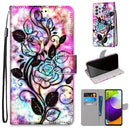 For Samsung Galaxy A52 5G / 4G Coloured Drawing Cross Texture Horizontal Flip PU Leather Case with Holder & Card Slots & Wallet & Lanyard(Color Bottom Hollow Flower)