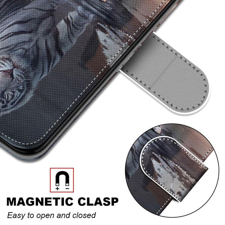 For Samsung Galaxy A52 5G / 4G Coloured Drawing Cross Texture Horizontal Flip PU Leather Case with Holder & Card Slots & Wallet & Lanyard(Cat Becomes Tiger)