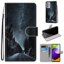 For Samsung Galaxy A52 5G / 4G Coloured Drawing Cross Texture Horizontal Flip PU Leather Case with Holder & Card Slots & Wallet & Lanyard(Mountain Road Starry Sky)
