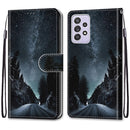 For Samsung Galaxy A52 5G / 4G Coloured Drawing Cross Texture Horizontal Flip PU Leather Case with Holder & Card Slots & Wallet & Lanyard(Mountain Road Starry Sky)