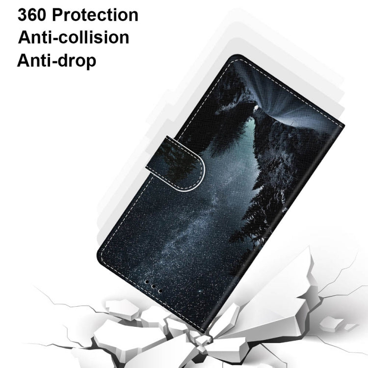 For Samsung Galaxy A52 5G / 4G Coloured Drawing Cross Texture Horizontal Flip PU Leather Case with Holder & Card Slots & Wallet & Lanyard(Mountain Road Starry Sky)