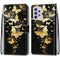 For Samsung Galaxy A52 5G / 4G Coloured Drawing Cross Texture Horizontal Flip PU Leather Case with Holder & Card Slots & Wallet & Lanyard(Golden Butterfly Group)