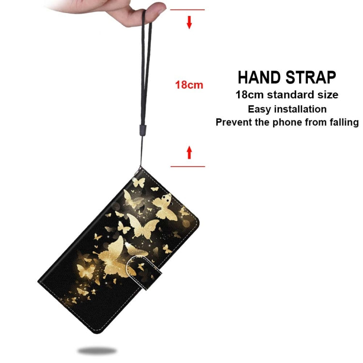 For Samsung Galaxy A52 5G / 4G Coloured Drawing Cross Texture Horizontal Flip PU Leather Case with Holder & Card Slots & Wallet & Lanyard(Golden Butterfly Group)