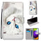For Samsung Galaxy A52 5G / 4G Coloured Drawing Cross Texture Horizontal Flip PU Leather Case with Holder & Card Slots & Wallet & Lanyard(White Kitten)