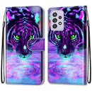For Samsung Galaxy A52 5G / 4G Coloured Drawing Cross Texture Horizontal Flip PU Leather Case with Holder & Card Slots & Wallet & Lanyard(Tiger Drinking Water)