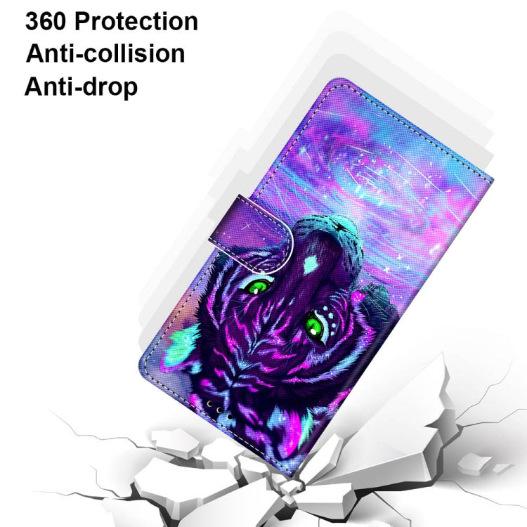 For Samsung Galaxy A52 5G / 4G Coloured Drawing Cross Texture Horizontal Flip PU Leather Case with Holder & Card Slots & Wallet & Lanyard(Tiger Drinking Water)
