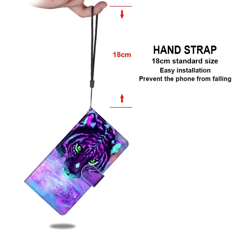 For Samsung Galaxy A52 5G / 4G Coloured Drawing Cross Texture Horizontal Flip PU Leather Case with Holder & Card Slots & Wallet & Lanyard(Tiger Drinking Water)