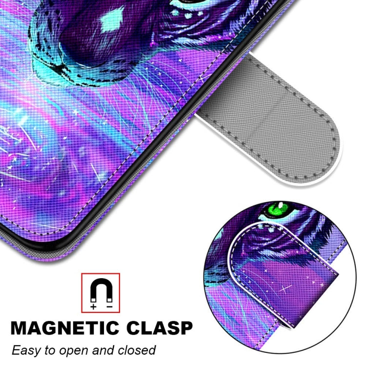 For Samsung Galaxy A52 5G / 4G Coloured Drawing Cross Texture Horizontal Flip PU Leather Case with Holder & Card Slots & Wallet & Lanyard(Tiger Drinking Water)
