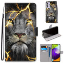 For Samsung Galaxy A52 5G / 4G Coloured Drawing Cross Texture Horizontal Flip PU Leather Case with Holder & Card Slots & Wallet & Lanyard(Fission Lion)