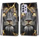 For Samsung Galaxy A52 5G / 4G Coloured Drawing Cross Texture Horizontal Flip PU Leather Case with Holder & Card Slots & Wallet & Lanyard(Fission Lion)