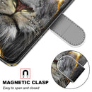 For Samsung Galaxy A52 5G / 4G Coloured Drawing Cross Texture Horizontal Flip PU Leather Case with Holder & Card Slots & Wallet & Lanyard(Fission Lion)