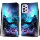 For Samsung Galaxy A52 5G / 4G Coloured Drawing Cross Texture Horizontal Flip PU Leather Case with Holder & Card Slots & Wallet & Lanyard(Colorful Clouds)