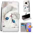 For Huawei Y9a Coloured Drawing Cross Texture Horizontal Flip PU Leather Case with Holder & Card Slots & Wallet & Lanyard(White Kitten)