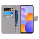 For Huawei Y9a Coloured Drawing Cross Texture Horizontal Flip PU Leather Case with Holder & Card Slots & Wallet & Lanyard(White Kitten)