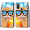 For Alcatel 1S 2021 / 3L 2021 Coloured Drawing Cross Texture Horizontal Flip PU Leather Case with Holder & Card Slots & Wallet & Lanyard(Cat Drinking Soda)