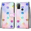 For Alcatel 1S 2021 / 3L 2021 Coloured Drawing Cross Texture Horizontal Flip PU Leather Case with Holder & Card Slots & Wallet & Lanyard(Footprint Water Drops)
