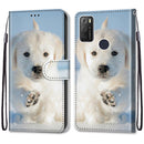 For Alcatel 1S 2021 / 3L 2021 Coloured Drawing Cross Texture Horizontal Flip PU Leather Case with Holder & Card Slots & Wallet & Lanyard(Snow Puppy)