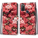 For Alcatel 1S 2021 / 3L 2021 Coloured Drawing Cross Texture Horizontal Flip PU Leather Case with Holder & Card Slots & Wallet & Lanyard(Pink Rose Garden)