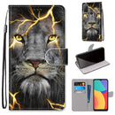 For Alcatel 1S 2021 / 3L 2021 Coloured Drawing Cross Texture Horizontal Flip PU Leather Case with Holder & Card Slots & Wallet & Lanyard(Fission Lion)