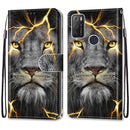 For Alcatel 1S 2021 / 3L 2021 Coloured Drawing Cross Texture Horizontal Flip PU Leather Case with Holder & Card Slots & Wallet & Lanyard(Fission Lion)